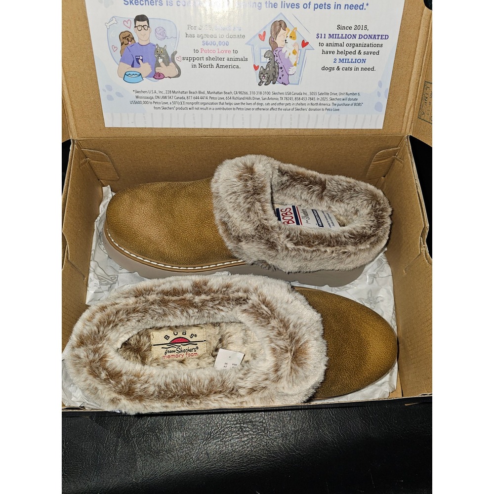 NIB Skechers Bob's Keepsake‎ Lite Chestnut Cozy Blend Slipper Shoes 7